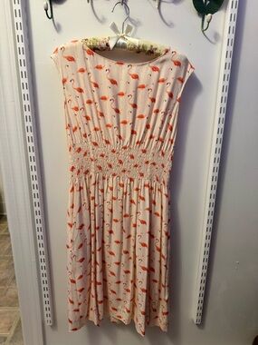 kate spade Cream Dress with Coral Flamingo Print